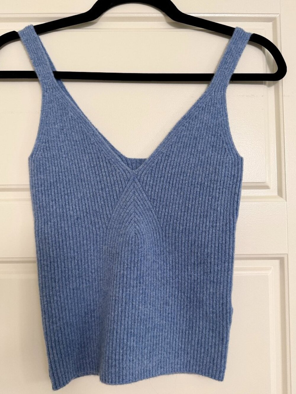 J.Crew Ribbed V-Neck Cashmere Knit Tank Top - Dusty Blue/Purple